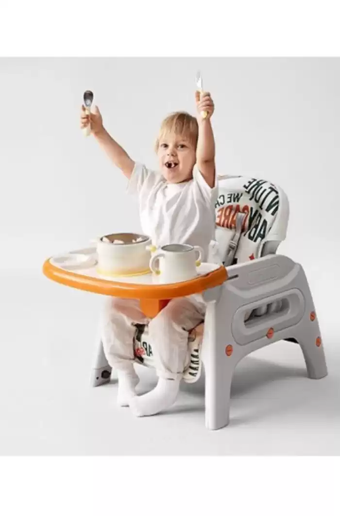 Çok Fonksiyonlu Turuncu Mama Sandalyesi / Masa-sandalye Takımı 6 Ay - - interartyazilim.com.tr
