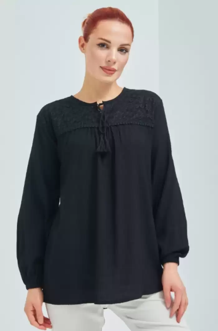 Kadın Siyah Şile Bezi Anne Penye Bluz - interartyazilim.com.tr