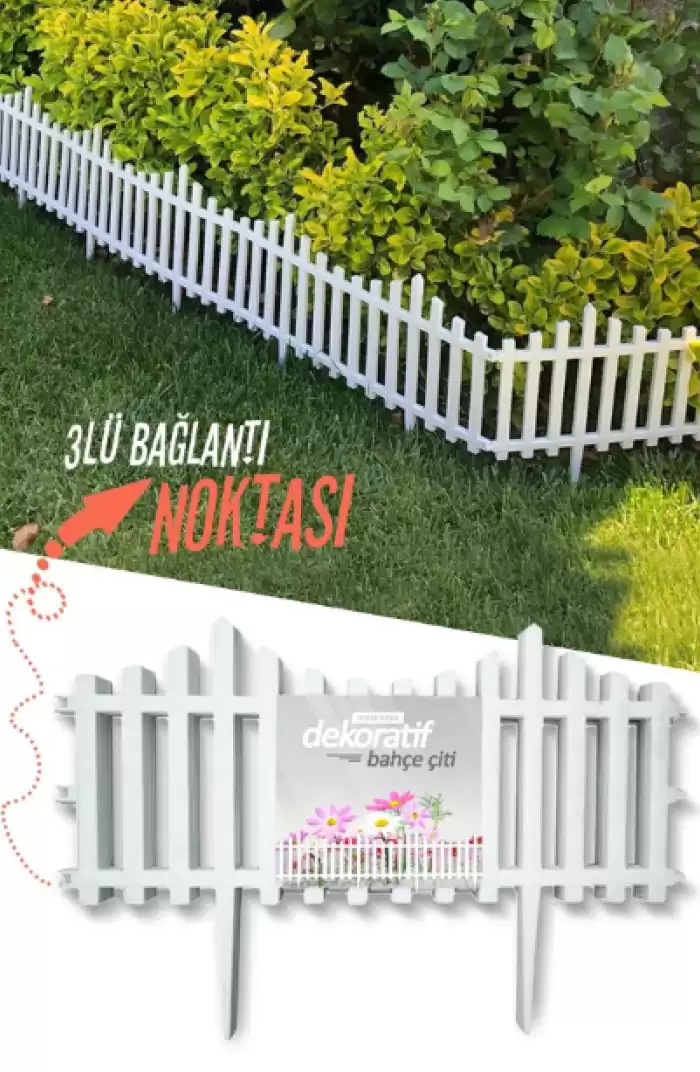 Dekoratif Bahçe Çiti Plastik Beyaz Çit 59 Cm Tek Peyzaj Çiti - interartyazilim.com.tr